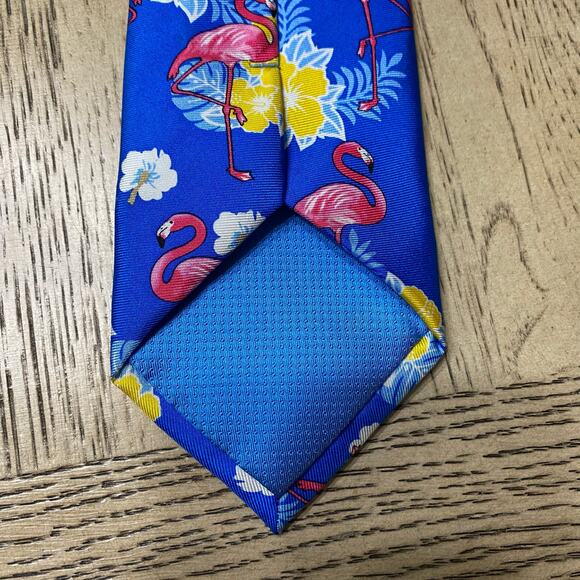 Happy Ties‎ Blue Hawaiian Tropical Flamingo Tie - Picture 4 of 4